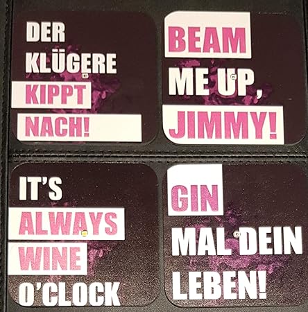 Satislight 4 verschiedenfarbig leuchtende Led Bierdeckel Untersetzer Geschenk mit coolen Sprüchen