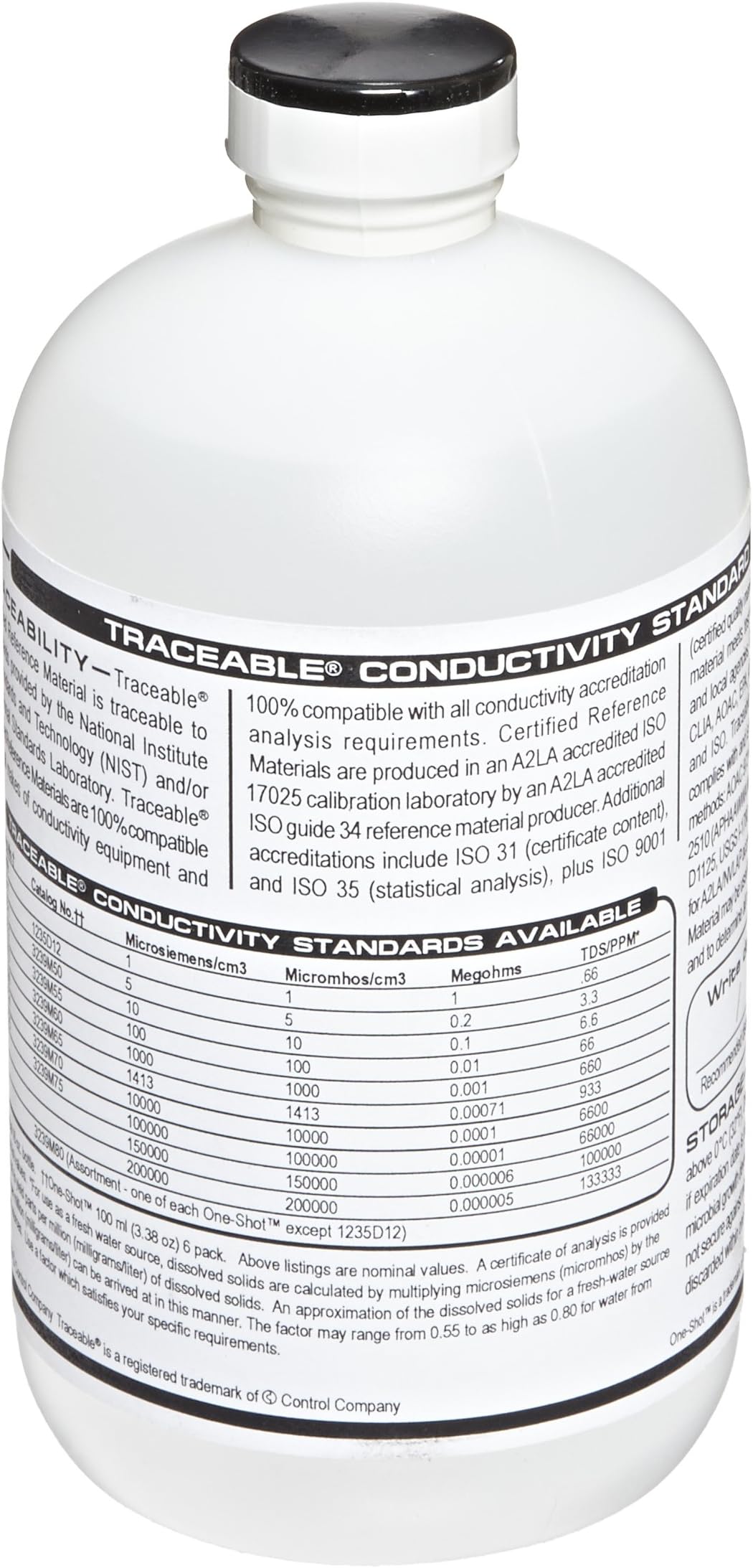 Thomas Traceable Conductivity Calibration Standard, NIST/17025 A2LA Certified, 100 micromhos