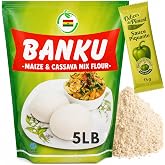 African Delights Banku Mix, Pounded Maize &amp; Cassava Flour, 5 lb | Product of Ghana, pounded maize &amp; cassava flour, gluten-free, ready in minutes, pairs with soups and stews