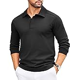 COOFANDY Mens Knit Polo Sweater Long Sleeve Polo Collared Sweaters Hidden Button Casual Pullover Sweater