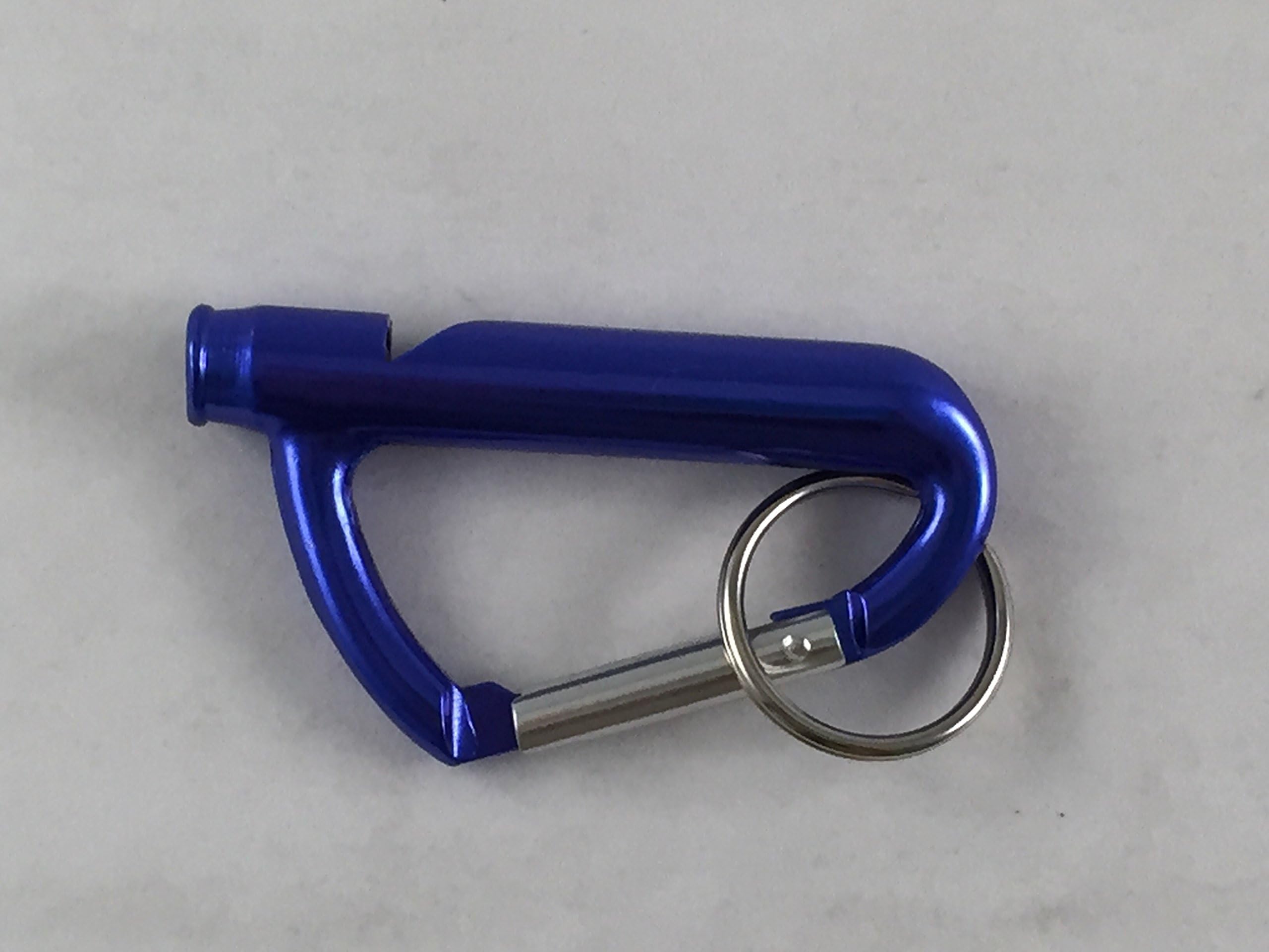Self Defense Aluminum Emergency Survival Carabiner Safety Whistle Keychain Blue