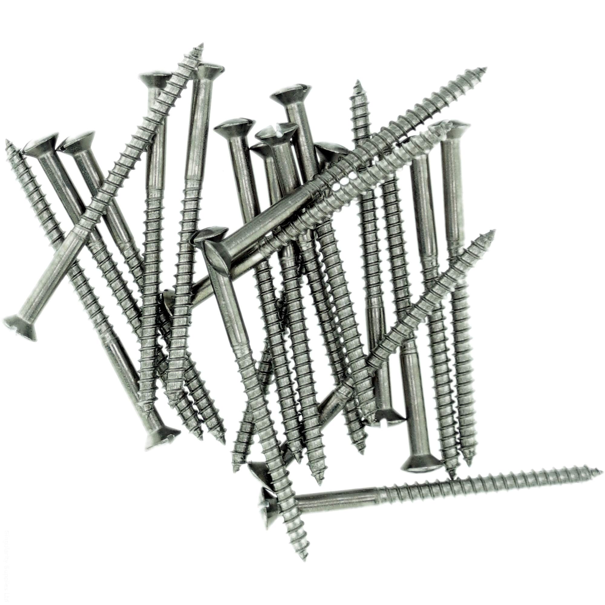 No.8 x 1.18 (4.0mm x 30mm) Slot Raised Countersunk Wood Screw - Stainless Steel (A2) (Pack of 20)