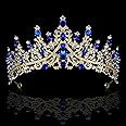 COCIDE Blue Crowns fpr Women Blue Tiaras for Women Royal Blue Crown Hair Accessories Princess Halloween Cosplay Birthday Pageant Bride Headpieces Wedding Bridal