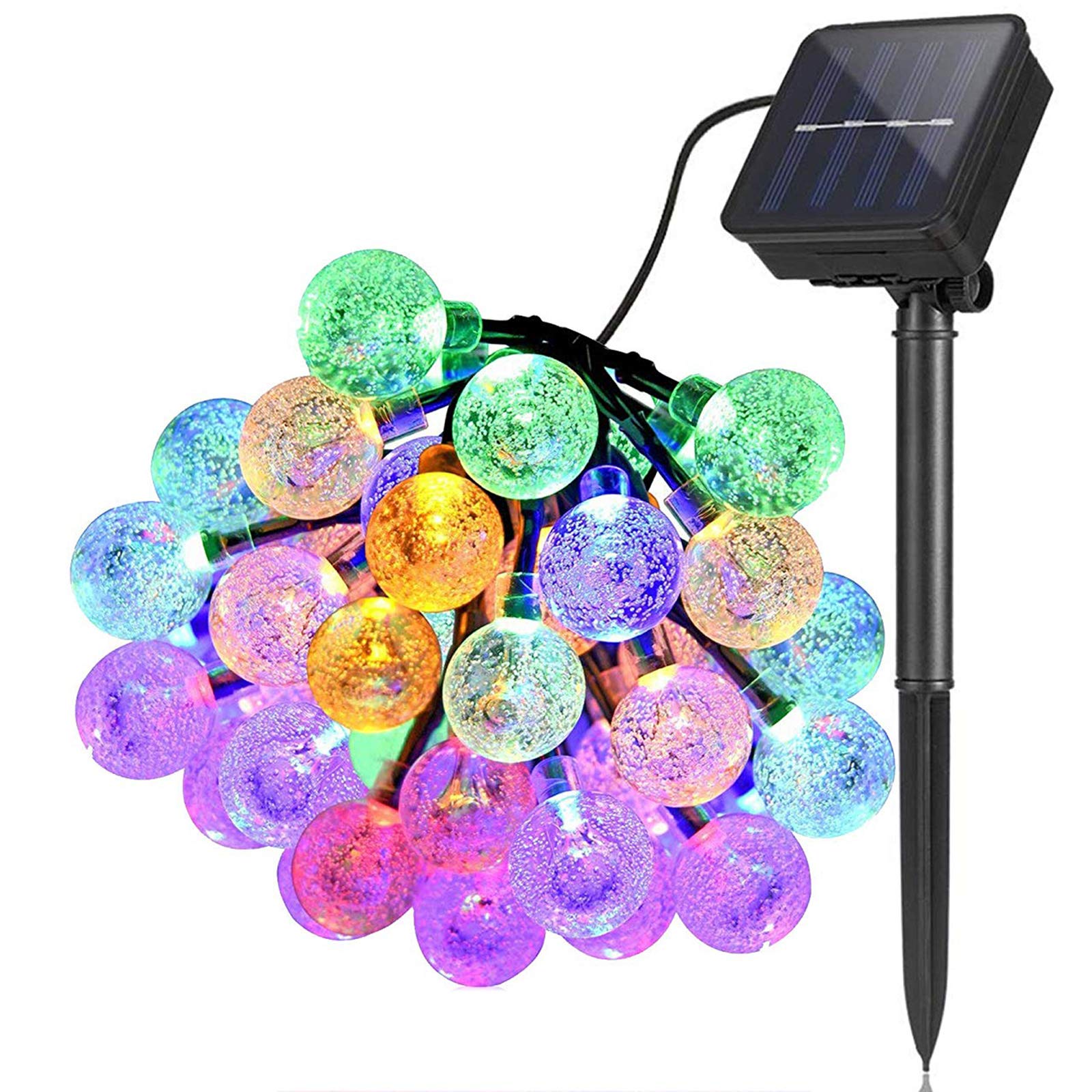 DIWUJI Solar String Lights Outdoor Garden, 21ft 30 LED Waterproof Fairy Lights, Solar Globe Crystal Ball Decor Festival Colourful Light for Yard Party Wedding Patio Christmas Decoration (Multicolor)