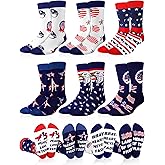 Croloose 6 Pairs Christmas Veteran Socks for Men American Flag Patriotic Military Casual Crew Socks Soldiers Military Enthusiasts Gifts for Christmas Birthday