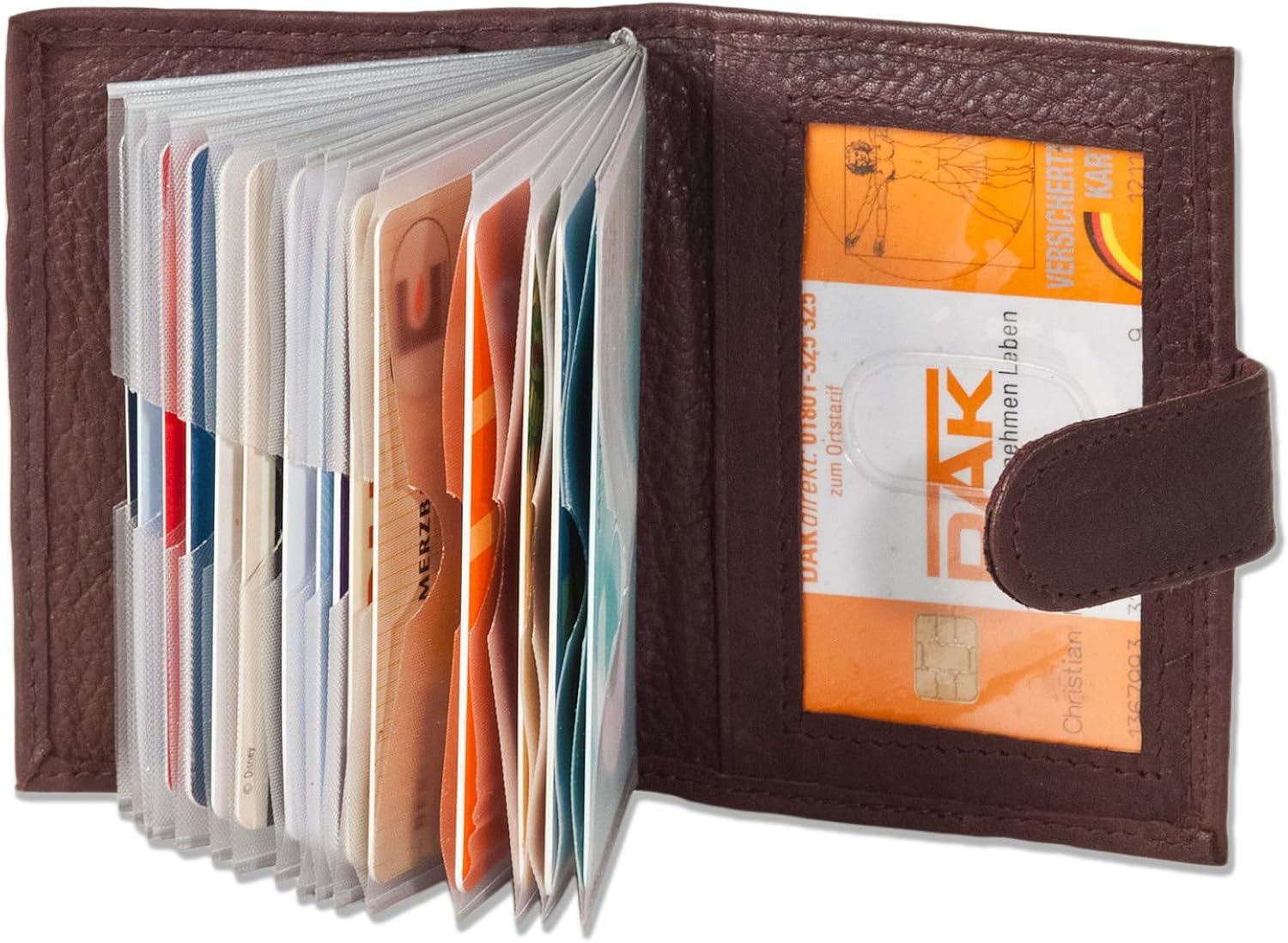 SENDEFN Kreditkartenetui Leder Damen - RFID Schutz Mit 13 Fächern