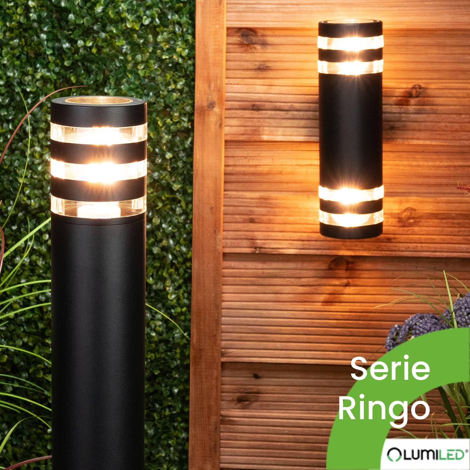 Lumiled Wegeleuchte Außen 60cm E27 IP54 Schwarz Pollerleuchte Außenleuchte 7