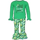 Unique Baby 2 Piece Girls Double Ruffle Leggings and Long Sleeve Shirt Clothes Set Kid and Toddler Girl Outfit