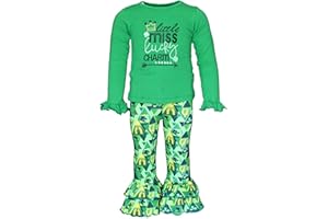 Unique Baby 2 Piece Girls Double Ruffle Leggings and Long Sleeve Shirt Clothes Set Kid and Toddler Girl Outfit