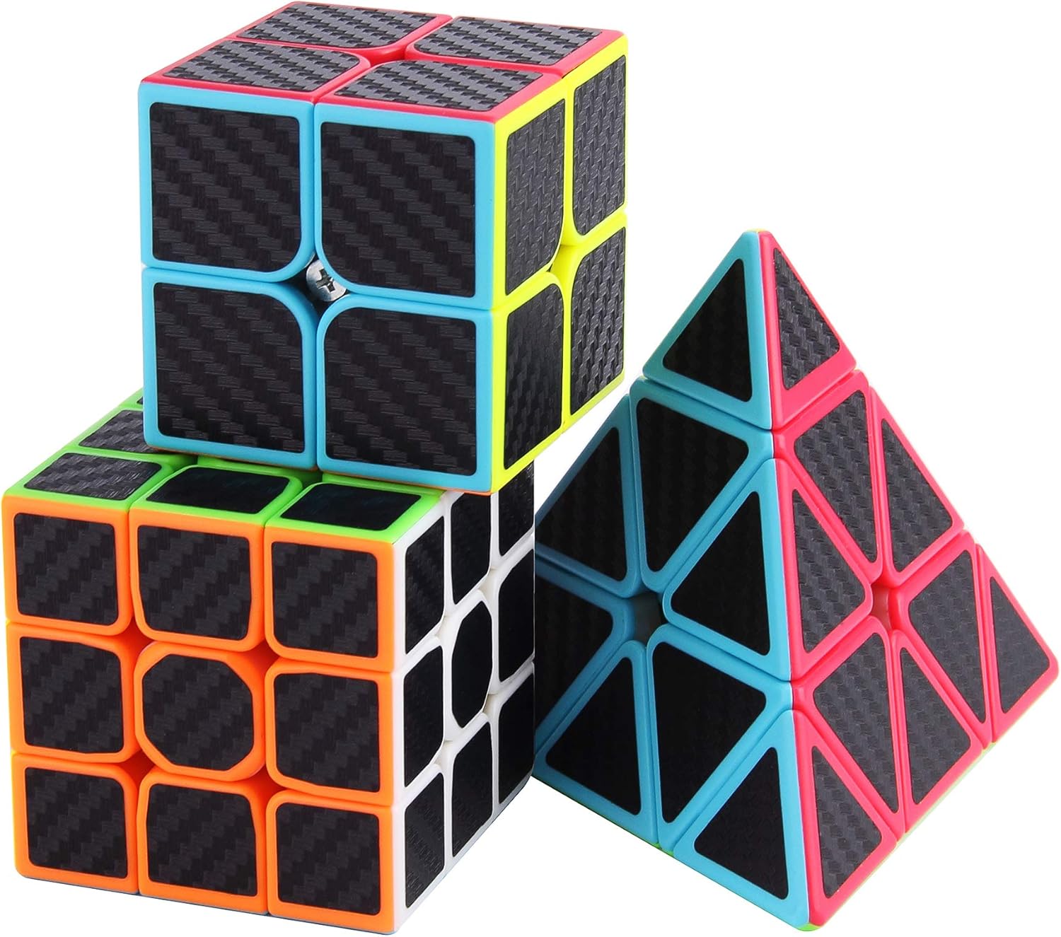 ROXENDA Speed Cube Set, Cubos de Velocidad de 2x2 3x3 Pirámide, Super-Durable con Colores Vivos, Giro Fácil y Juego Suave