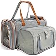 Mr. Peanut's Gold Series Mini Expandable Airline Approved Soft Sided Pet Carrier, Premium Brand Self Locking Zippers, Plush Faux Fleece Bedding with a Sturdy Plywood Base (Platinum Gray)
