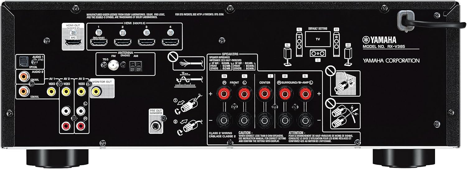 Yamaha RX-V385 5.1-Channel 4K Ultra HD AV Receiver with Bluetooth: Electronics