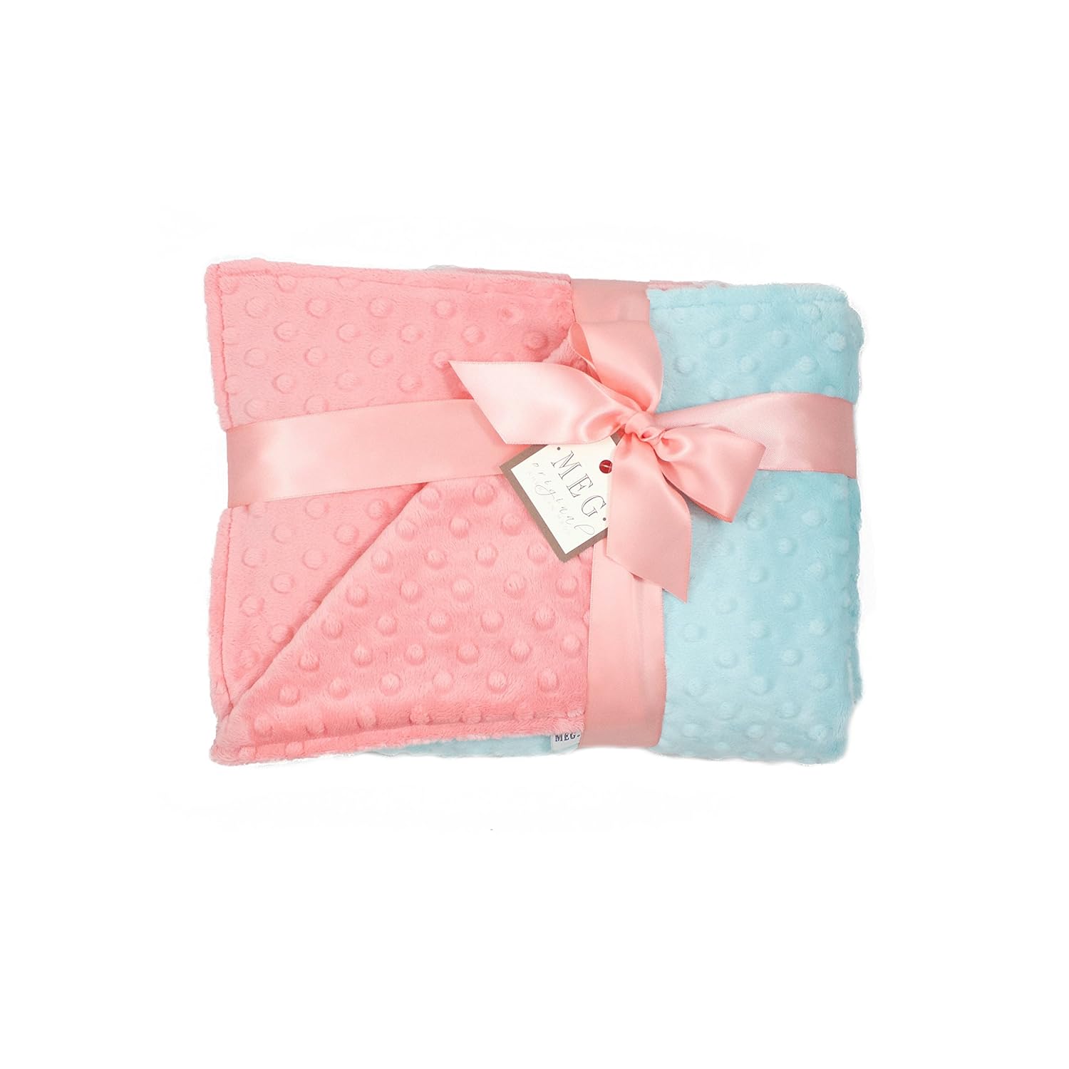 MEG Original Coral & Aqua Minky Dot Baby Girl/Toddler Crib Blanket 6771