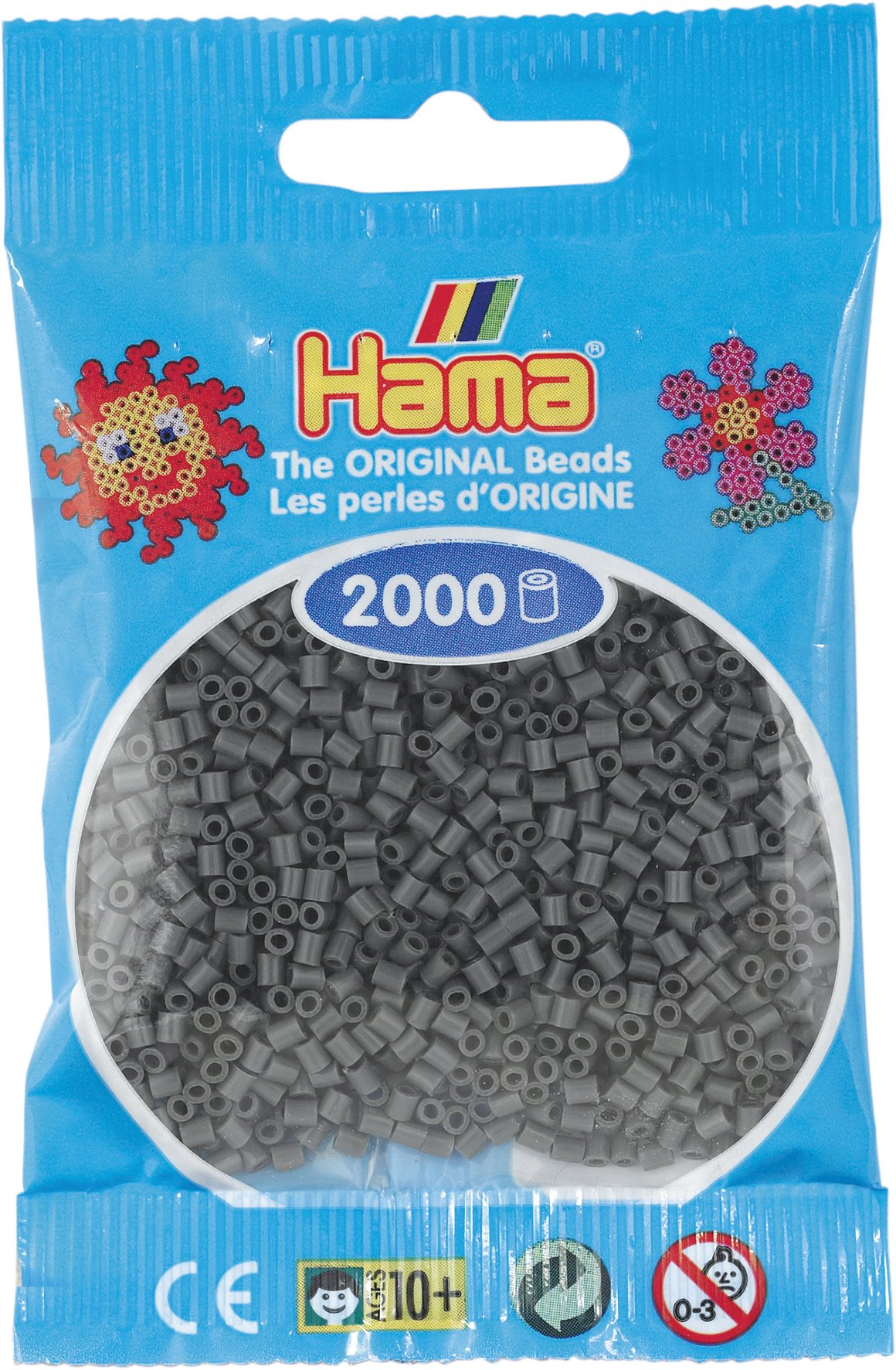 Hama mini-bracelet beads, 2000 in a pack, dark grey