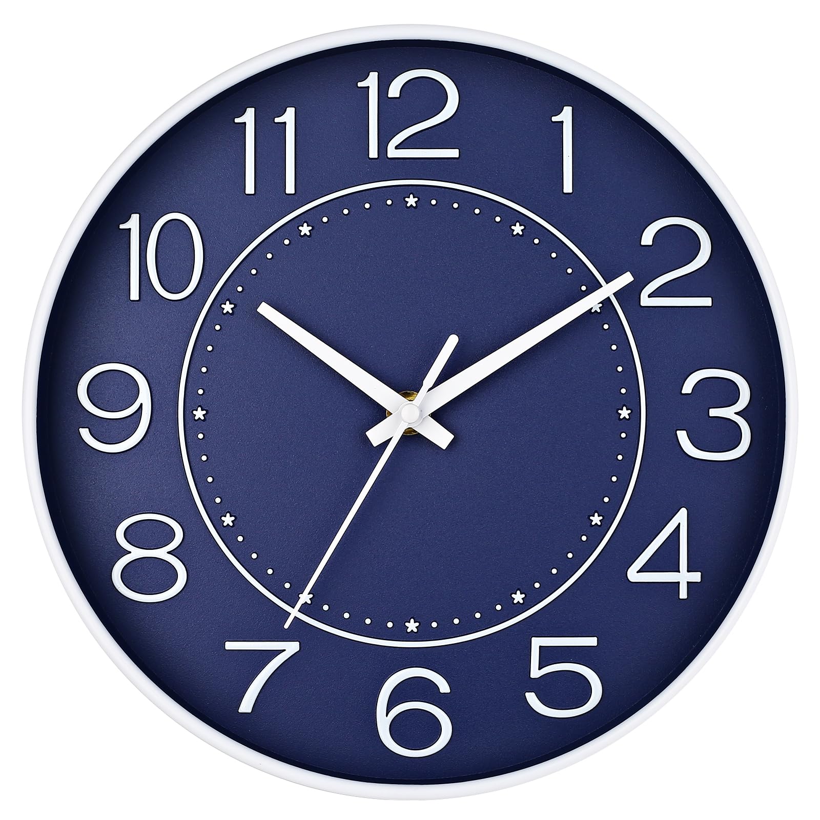 HZDHCLH Wall Clock 10 Inch Silent Non Ticking Clock Round Wall Decor，Wall Clocks for Living Room Kitchen Office (navy blue)