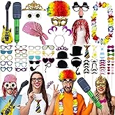 69PCS Colorful Photo Booth Props Set Novelty Funny Hats Wigs Glasses Props Sign Perfect for Graduation Birthday Bachelorette and All Occasions