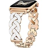 Wearlizer Metal Band Compatible with Apple Watch Bands Women 40/38/41/42/44/45/46/49mm, Dressy Enamel Stainless Steel Bracelet Celtic Knot Strap for iWatch Series 11 10 9 8 7 6 5 4 Ultra/SE 3 2 1