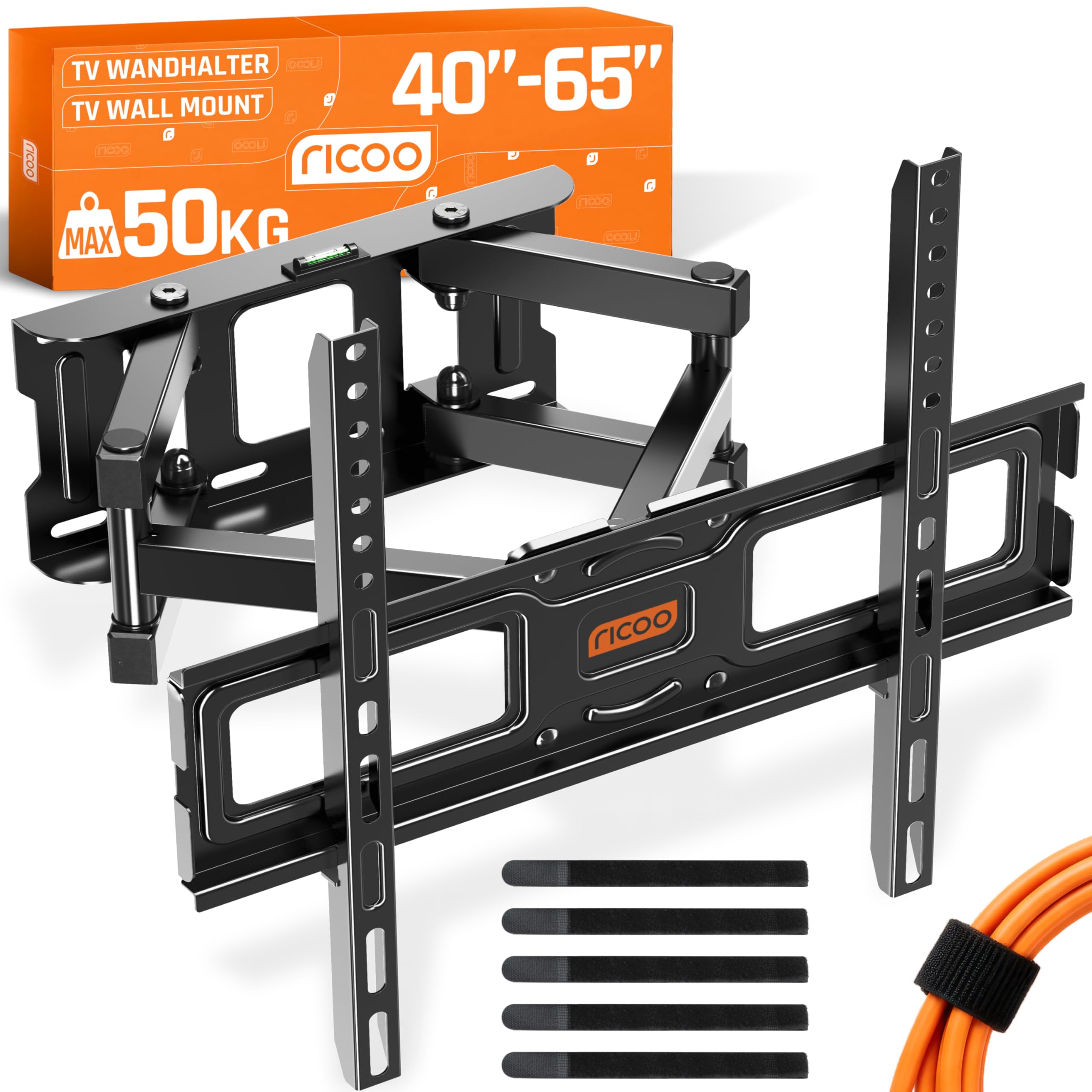 RICOO TV Wall Mount Tilt Swivel approx 32-55 Inch S5244 Bracket for LED LCD OLED Curved and Flatscreens Universal for VESA 200x200-400x400