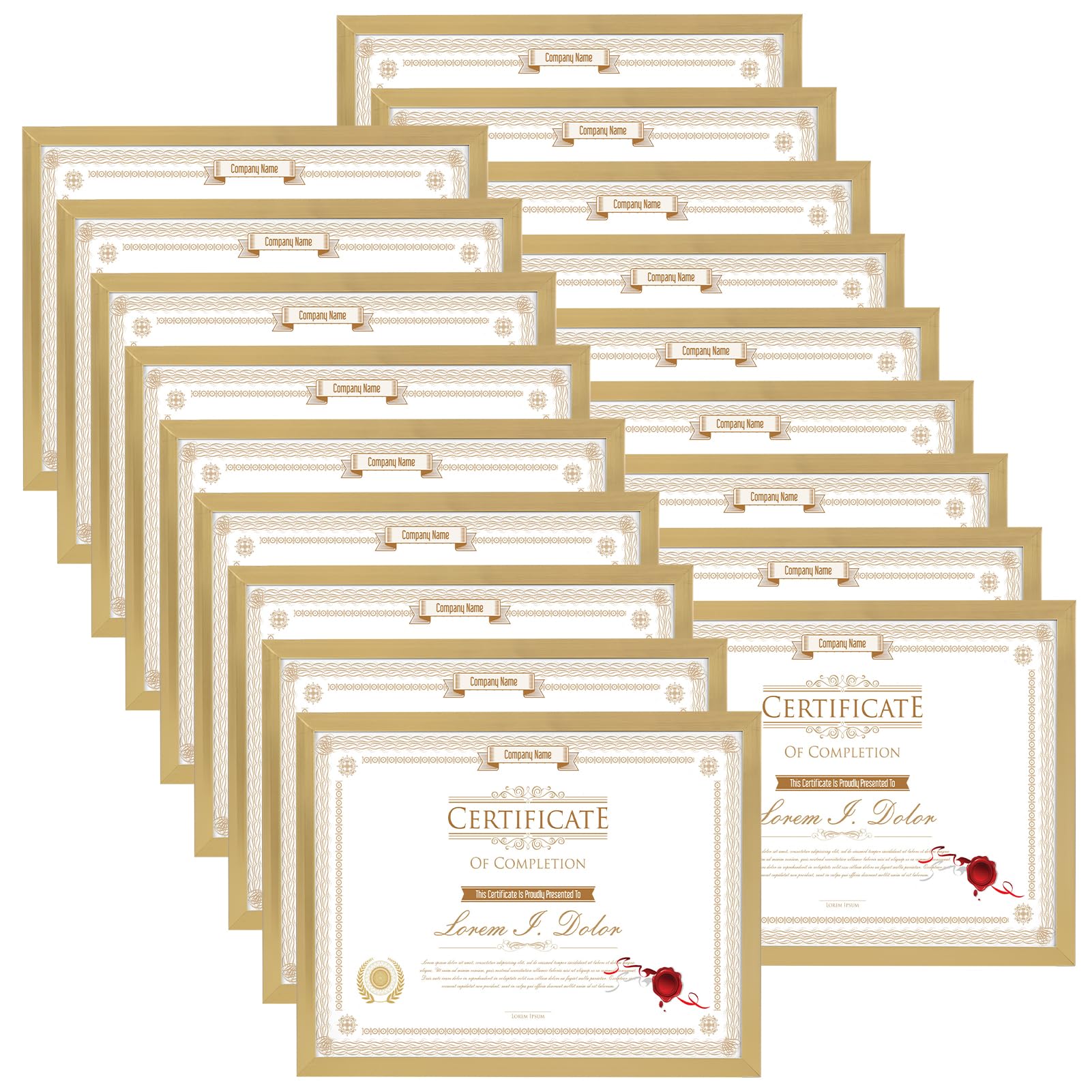 WIFTREY 8.5x11 Picture Frame 18 Pack, Gold 8.5x11 Certificate Frames Bulk for Document Award Diploma, Wall Hanging or Tabletop Display Image