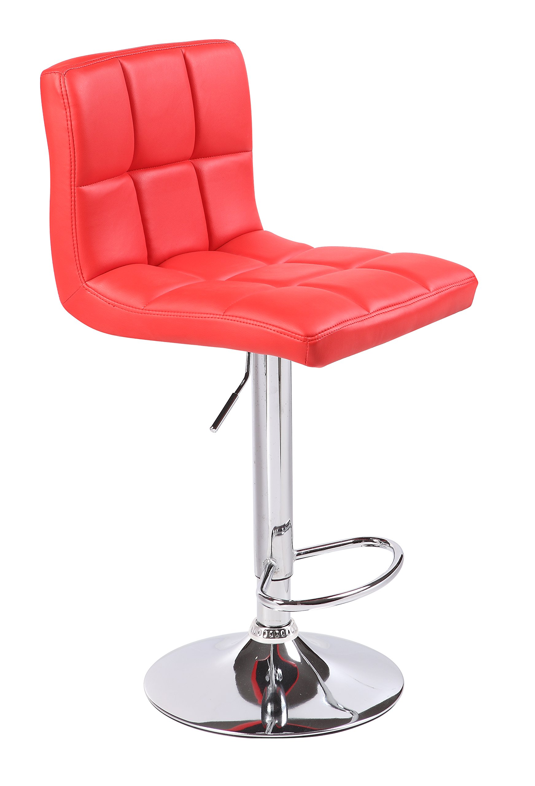 HNNHOME Cuban Faux Leather Breakfast Kitchen Bar Stool (Red)