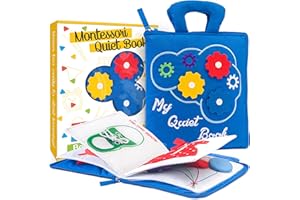 deMoca Quiet Book Montessori Toys for 1 2 3 Year Old, Busy Book for Toddlers 1-3 Travel Toy with Learning Activities, Educational Toy with 9 Sensory Pages for Boys & Girls, Packaging May Vary