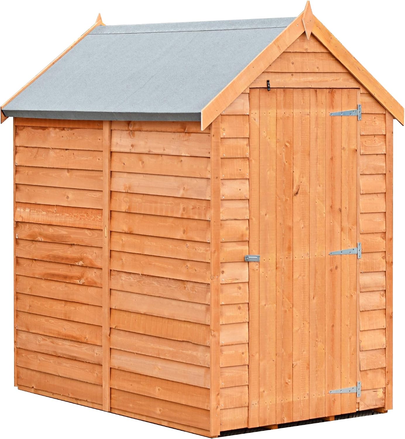 Shire 6x4 Wood Garden Shed Apex Roof and Felt included Single Door Traditional Overlap Cladding Wood Bike Store with Floor Outside Storage no Windows - Image 4