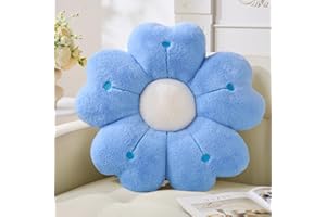 VDOIOE Flower Throw Pillow, Cute Daisy Cherry Blossom Flower Shaped Blue Throw Pillow 15.7In Blue Floor Cushion for Home Bedroom Sofa Chair Couch Decor