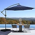 HOMSHADE 10ft Offset Patio Umbrella - w/Base, Cantilever Offset Hanging Patio Outdoor Market Umbrella UPF50+ UV Protection with Easy Tilt and Crank for Pool Deck and Garden (Navy Blue)