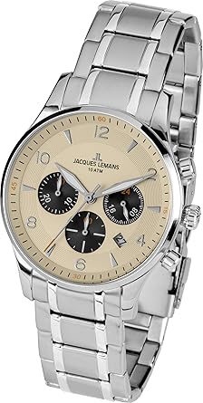 Jacques Lemans 1-1654M Sports Analogue Silver Dial Watch for Men, Boys