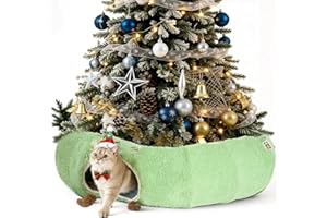 EHEYCIGA Cat Tunnel Bed for Indoor Cats, Cute Cat Donut Toy Tunnel for Small Large Cats with Washable Circle Cushion, Peekaboo Pet Cave Play Tunnel for Kitten, Puppy, Rabbit