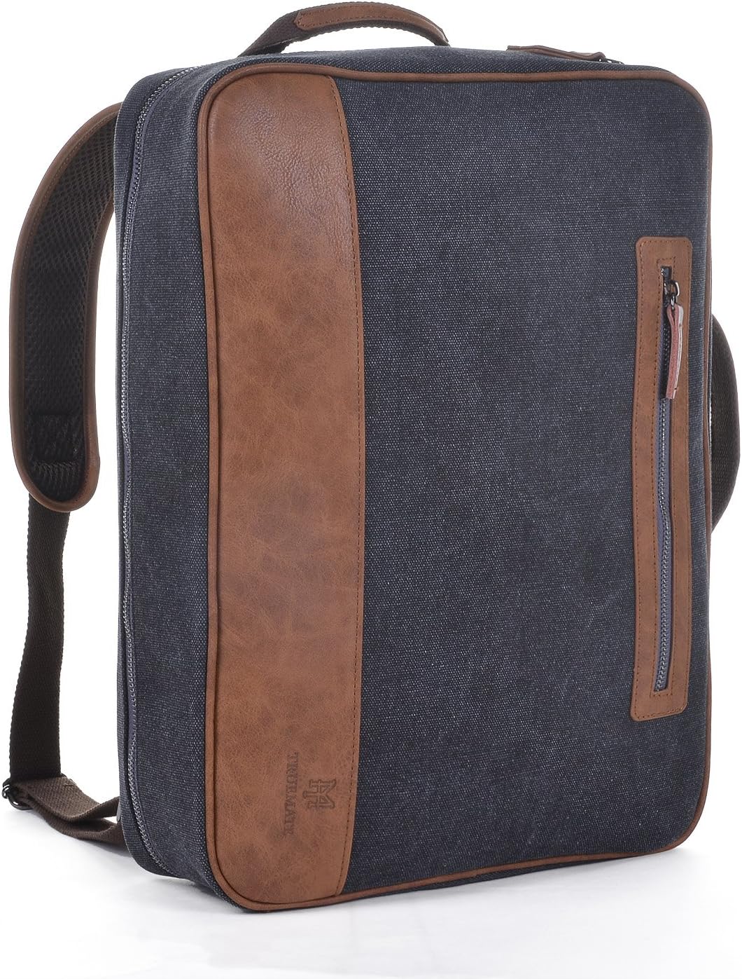 TRUEMATE Laptop Backpack Briefcase for Women and Men Vintage Messenger Bag with Scratch Protection Lining MacBook Pro up to 15'' (Black)