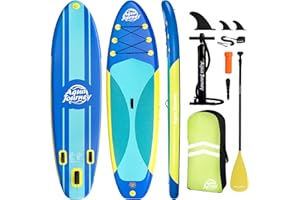10'6"Inflatable Stand Up Paddle Board Ultra Portable-Lightweight & Stable|All-in-One Kit w/Aluminum Paddle, Dual-Action Pump & Backpack|Lakes & Oceans Ready for Family Recreation by Aquajourney
