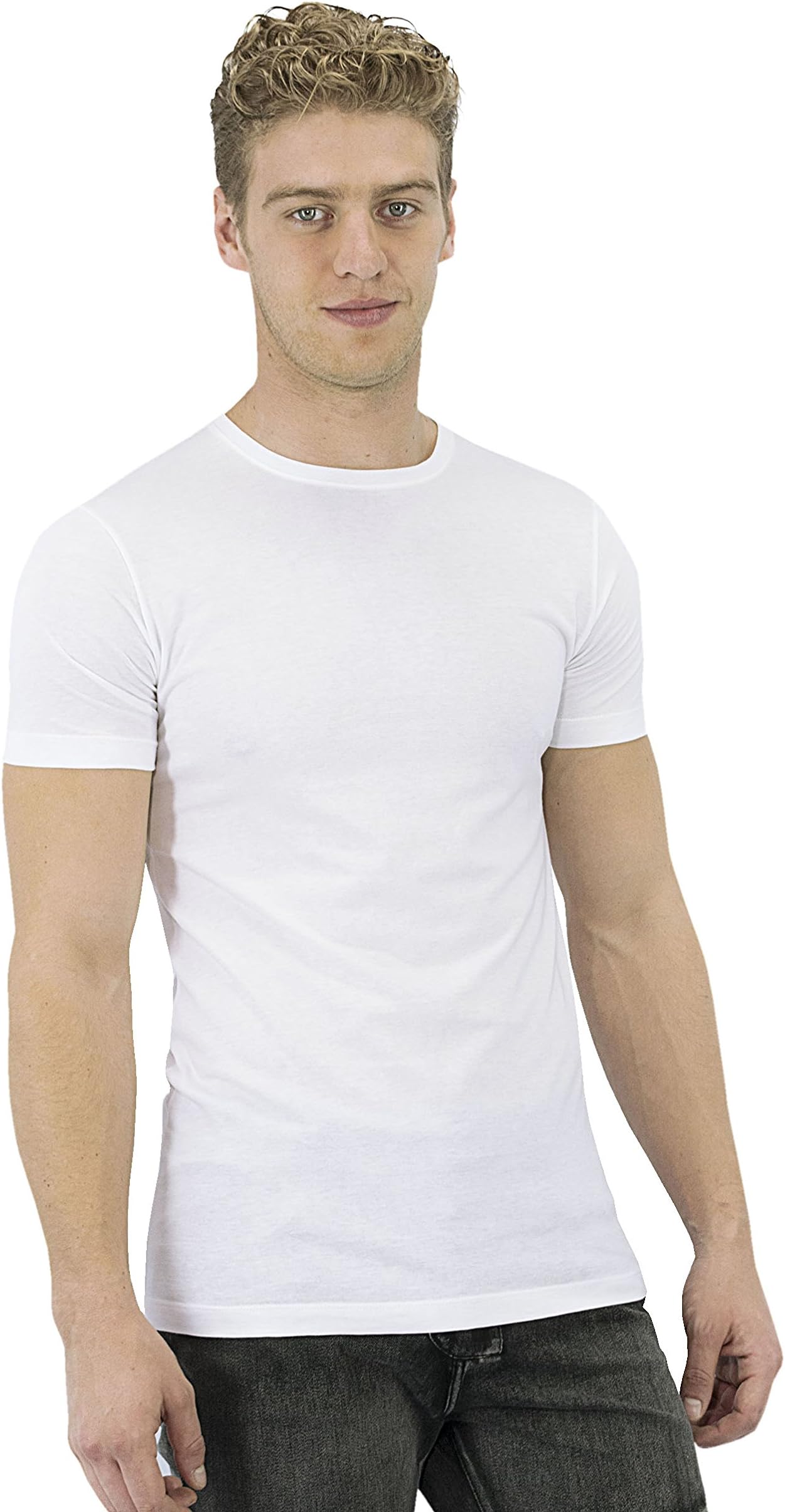 Ragman Crewneck Solid Short Sleeve 100% Soft Pima Cotton Made in Peru - Men's T-Shirts Pack of 2