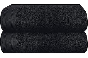 MALLONI HOME Cotton 2 Pack Oversized Bath Towel Set 28x55 inches, Large Bath Towels, Ultra Absorbant Compact Quickdry & Lightweight Towel, Ideal for Gym Travel Camp Pool - Black