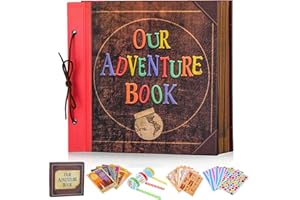 FEIYU BUY Our Adventure Book 12x12 Inch,Scrapbook Album Large Handmade Travel Scrapbook 60 Pages DIY Album for Anniversary,Wedding,Travelling,Writing,Baby,Friends,Family,Couple Gifts (12in-Adventure Book)