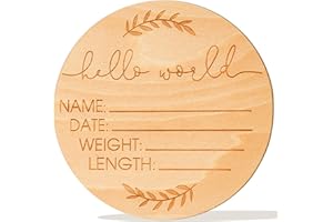 AEGYPIUS Wooden Baby Name Announcement Sign, Birth Announcement Sign, Hello World Newborn Sign for Photo Prop Baby Shower Nursery Gift