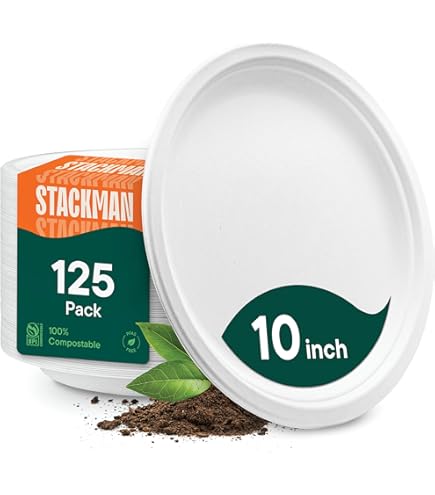 Tradenct Lot 50 Assiettes Carrées Compostables Jetables Biodégradables