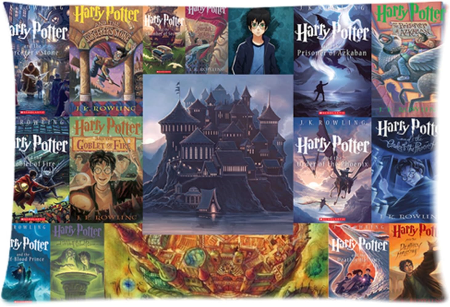 Custom Zippered Pillow Cases 20x30 (Twin sides)-Harry Potter Custom Rectangle Pillowcase Nice Classic Book Cover Collage Creative by ormanvill