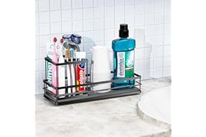 MOFOROCO Toothbrush Holders with Water Absorbing Diatomite for Bathrooms, Electric Tooth Brush Toothpaste Holder, Kitchen Countertop Sink Caddy Sponge Organizers and Storage, Stone Drying