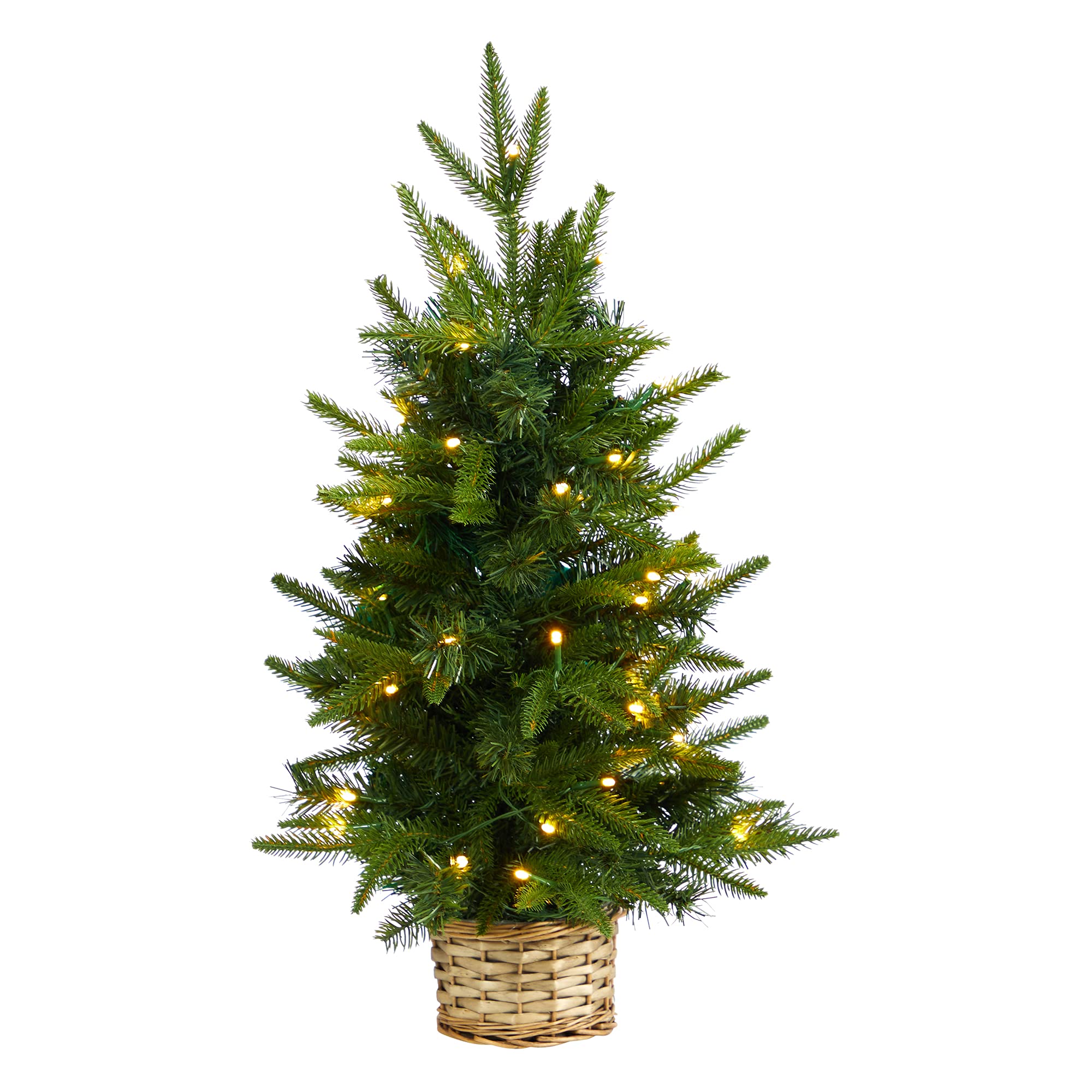 Photo 1 of Nearly Natural 2ft. Artificial Christmas Tree with 35 Clear LED Lights in Decorative Basket