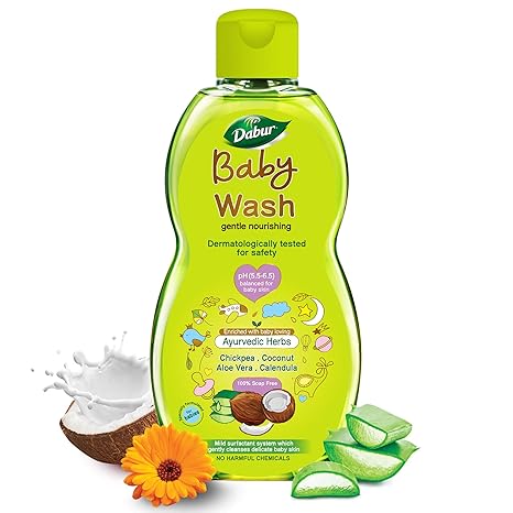 Dabur Baby Wash: With No Harmful Chemicals & Tear Free Formula |Contains Aloe Vera &