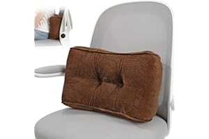 Glyzia Lumbar Support Pillow for Office Chairs, High-Density Foam Back Support Pillow for Lower Back Pain Relief, Soft & Support Corduroy Desk Chair Cushion, M, Brown