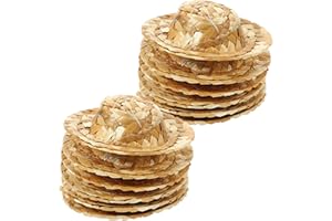 minkissy 12pcs Mini Woven Straw Hats Photo Props Small Decorative Straw Craft Hats for Party and DIY