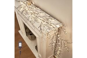 LITBLOOM Brown 6FT 120 LED Fairy Lights Plug in Willow Vine Garland for Indoor Outdoor Home Fireplace Wall Christmas Decoration