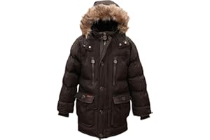 J. Whistler Base Camp Parka Puffer for Boys Heavy Puffer Winter Jacket with Hood and Removable Faux Fur