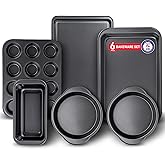 Baking Set – 6 Piece – Deluxe Non Stick Black Coating Inside and Outside – Carbon Steel Bakeware Set – PFOA PFOS and PTFE Free by Bakken