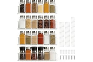 UKQRRTC 4Pcs Acrylic Spice Rack, Clear Wall Mounted Spice Shelf Storage Holder, Space-Saving, Flexible Installation for Cabin