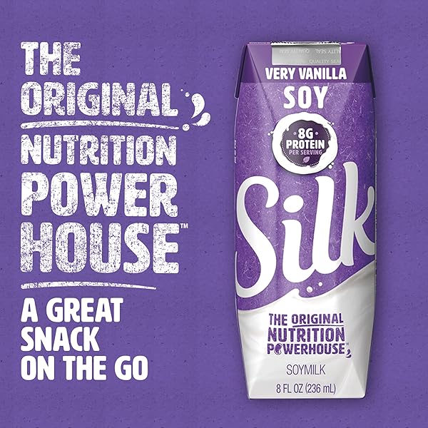 SILK SHELF-STABLE SOYMILK SINGLES, VERY VANILLA, DAIRY-FREE, VEGAN, NON-GMO PROJECT VERIFIED, 8 OZ., 18 PACK