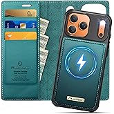 PlusnapX Wallet Case for iPhone 17 Pro Max Compatible with Magsafe, 2-in-1 PU Leather Flip RFID Blocking Card Holder Stand Shockproof Magnetic Detachable Cover for iPhone 17 Pro Max 6.9", Bluegreen