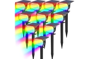 Tadyreal Solar Color Changing Spot Lights Outdoor Waterproof Colored RGB Solar Powered Landscape Lights for Yard 7 Lighting Modes Multicolor Solar Spotlights for Pathway Garden Outside (10 Pack)